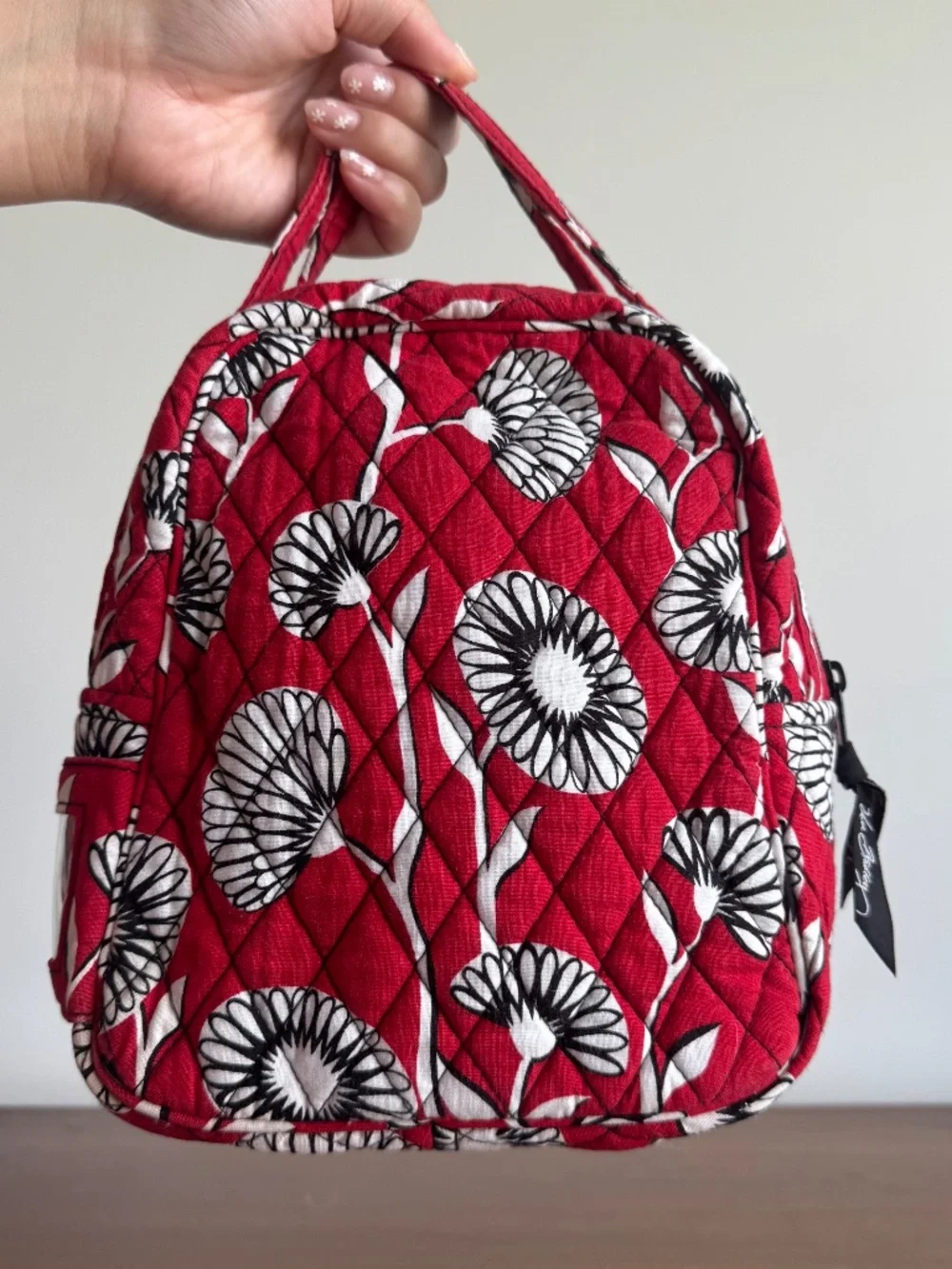Vera Bradley Deco Daisy Summer 2011 Insulated Zip Up Lunch Bag Red Black White